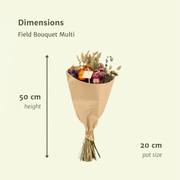 Bouquet champêtre de fleurs séchées multicolores - Ø20cm - ↕50cm