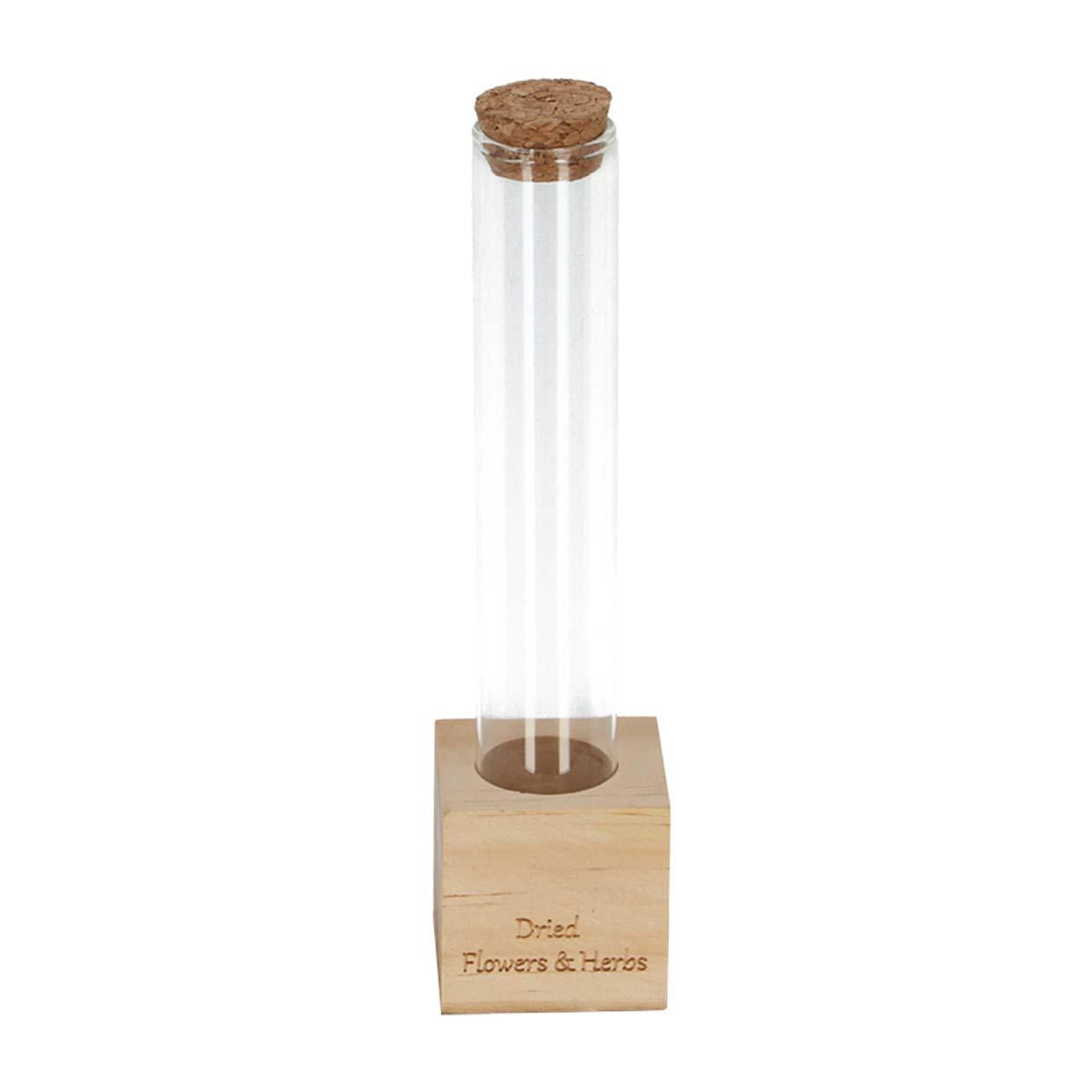 Support en bois pour fleurs séchées - Tube S - Fleurs et herbes + Composition florale séchée