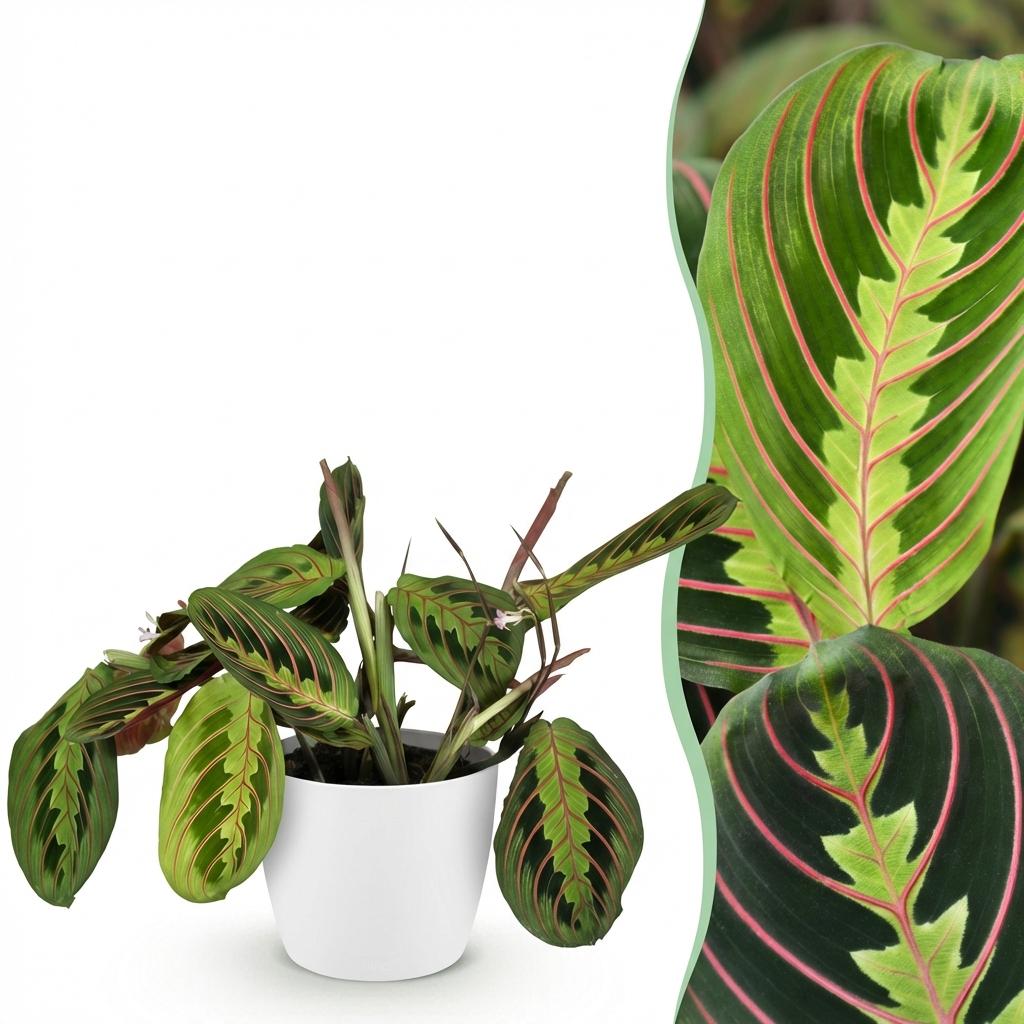 Maranta Fascinator Tricolour - Gebedsplant - Huisdiervriendelijke Plant - Groen - 1 Plant - met Potter Wit - Pot 12cm - Hoogte 25cm