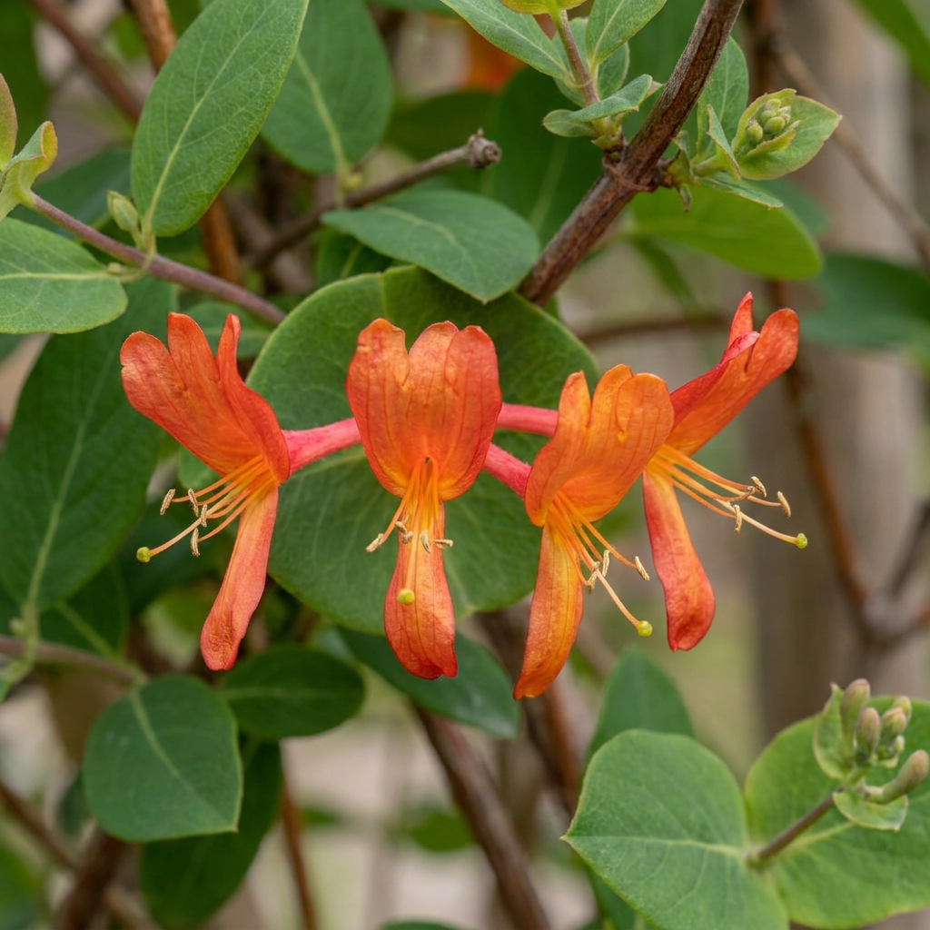 Lonicera br. 'Dropmore Scarlet' - Kamperfoelie 'Dropmore Scarlet' 6x - Rood-Geel - Klimplant - Ø9cm - ↕35cm