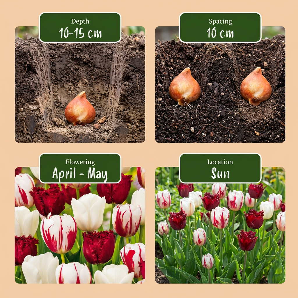 15 bulbes de tulipes hollandaises - Rose et blanc - Floraison printanière - Calibre 11/12