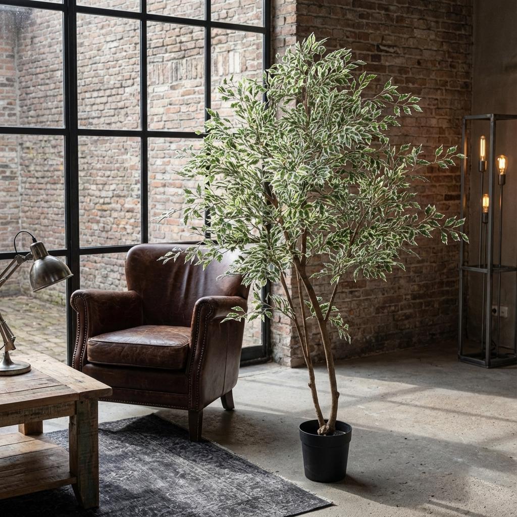 Kunstplant - Ficus benjamina variegata - 185cm