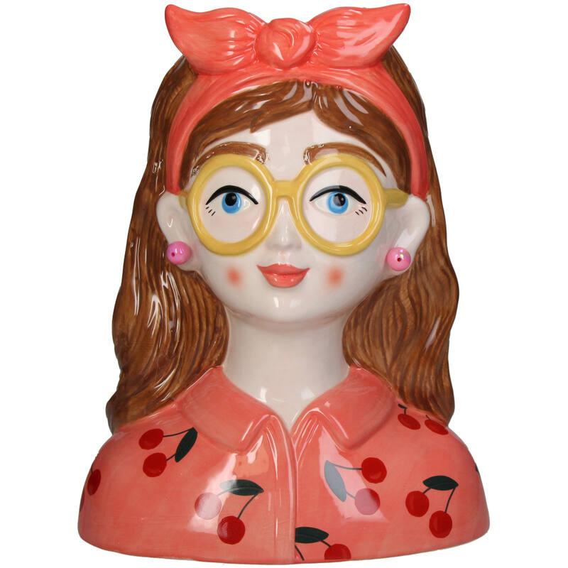 Vaso Fashion Lady 'Jessie' 27 cm - Con occhiali e fascia per capelli