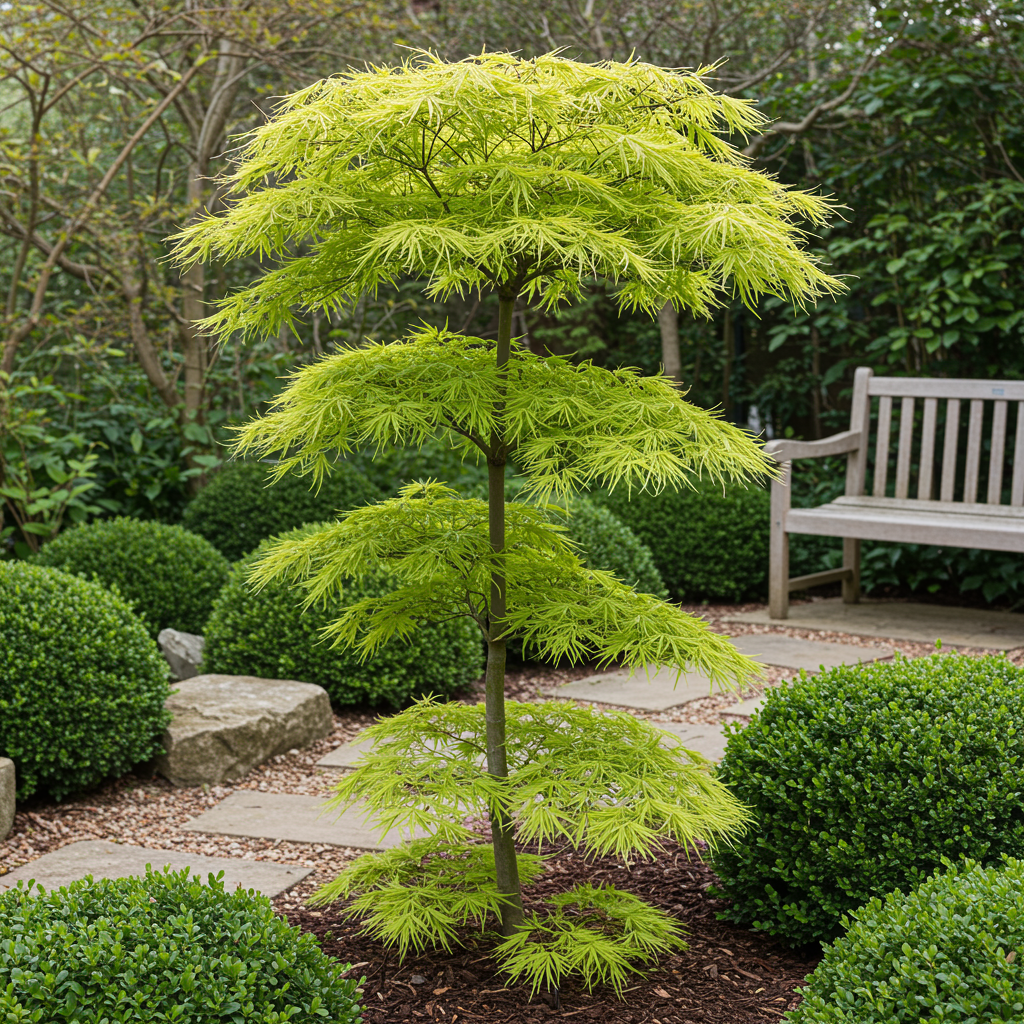 Japanse Esdoorn - Acer palmatum Koto-no-ito - Groen - 1 Plant - Bladverliezend - Pot 19cm Hoogte 70cm