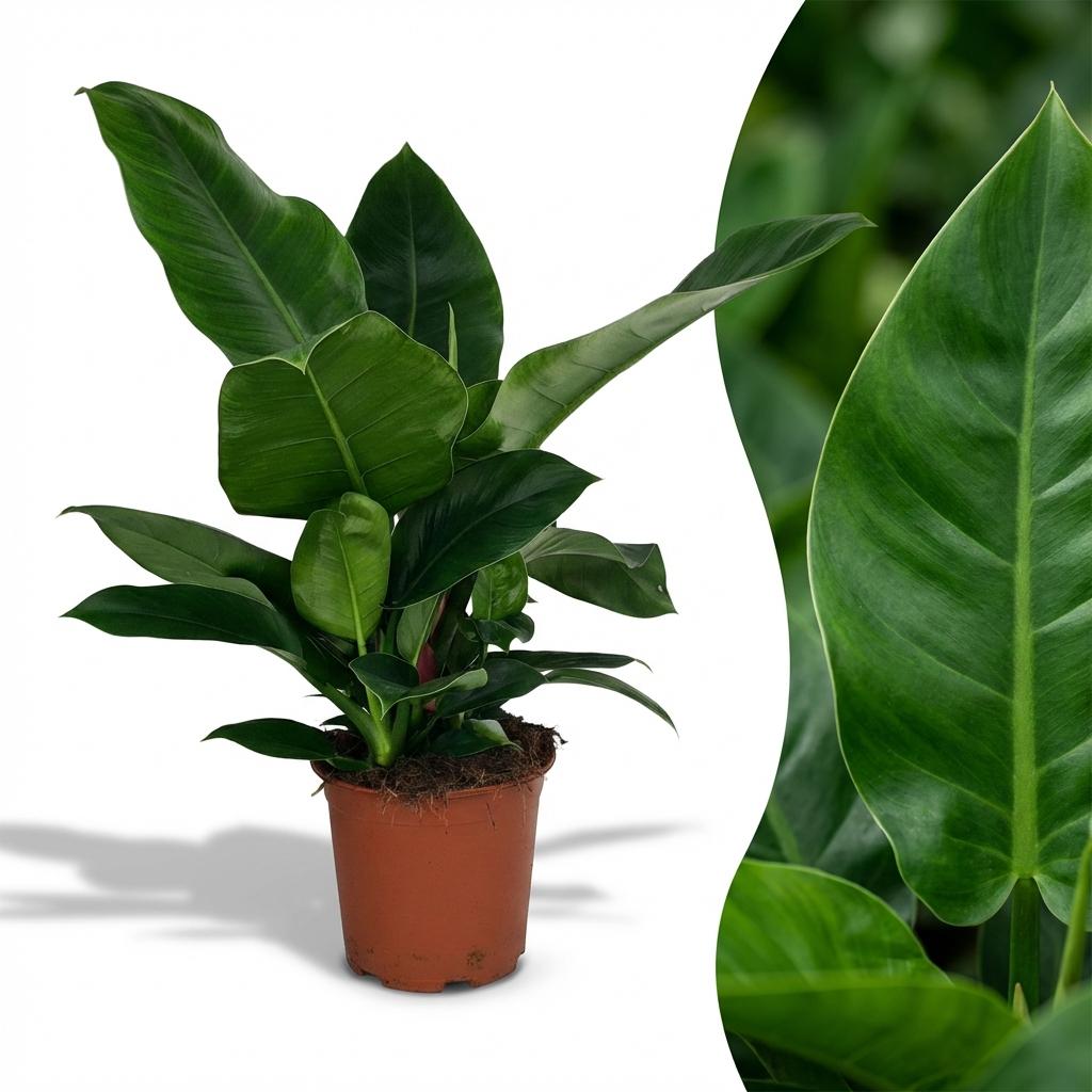 Philodendron Imperial Green - Groen - Weinig onderhoud - 1 Plant - Pot 19cm - Hoogte 65cm