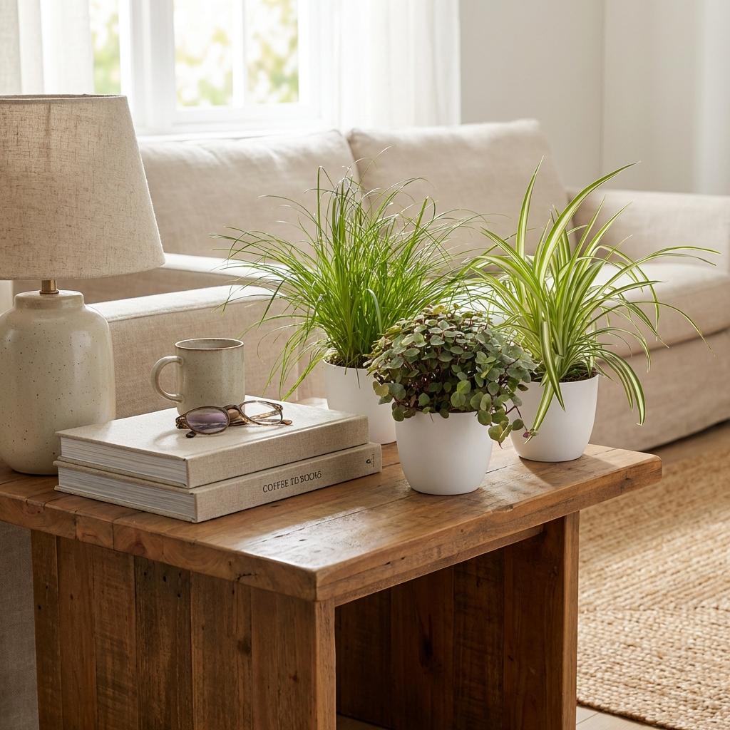 Plantenbox - Cyperus - Calissia - Chlorophytum - 3 Planten - met Potter Wit - Pot 12cm - Hoogte 20cm