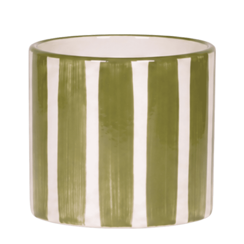 Kolibri Home | Painted Stripe sierpot - Groen - Ø12cm