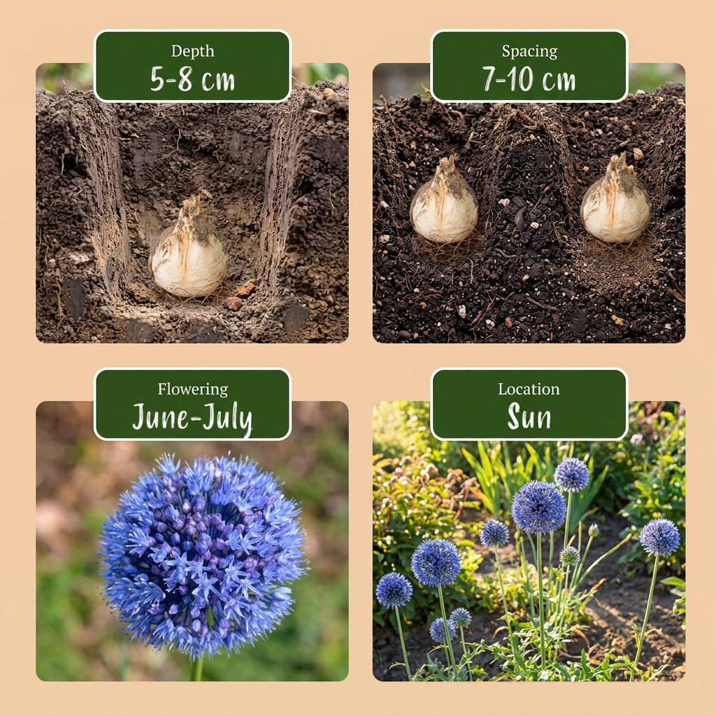160x Allium Caeruleum - Bloembollen - Blauwe sieralui - Blauw - Zomerbloeier - Bolmaat 4/5