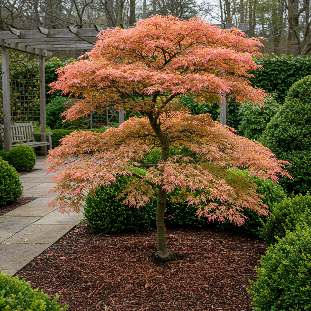 Green boutiQ - Pianta da patio - Acero giapponese - Acer palmatum Iyoshi - Rosa - 1 pianta - Decidua - Vaso 19 cm Altezza 70 cm