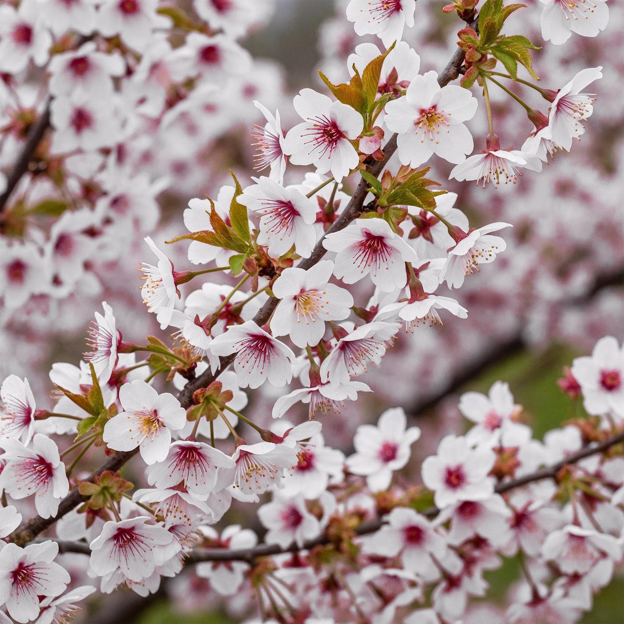 Prunus incisa Koujou-no-mai - Terras Plant - Bladverliezend - Winterhard - Witte Bloem - Pot 19cm Hoogte 90cm