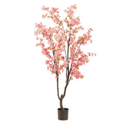 Pianta artificiale - Prunus - Fiore di ciliegio - Rosa - 210 cm