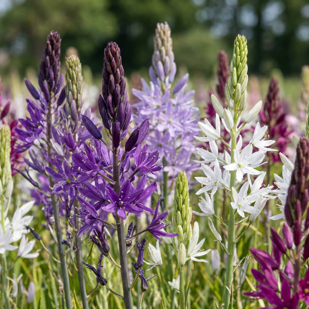 40 bulbes de Camassia Leichtlinii Mix - Grandes camassias - Bleues et blanches - Floraison estivale - Calibre 12/14