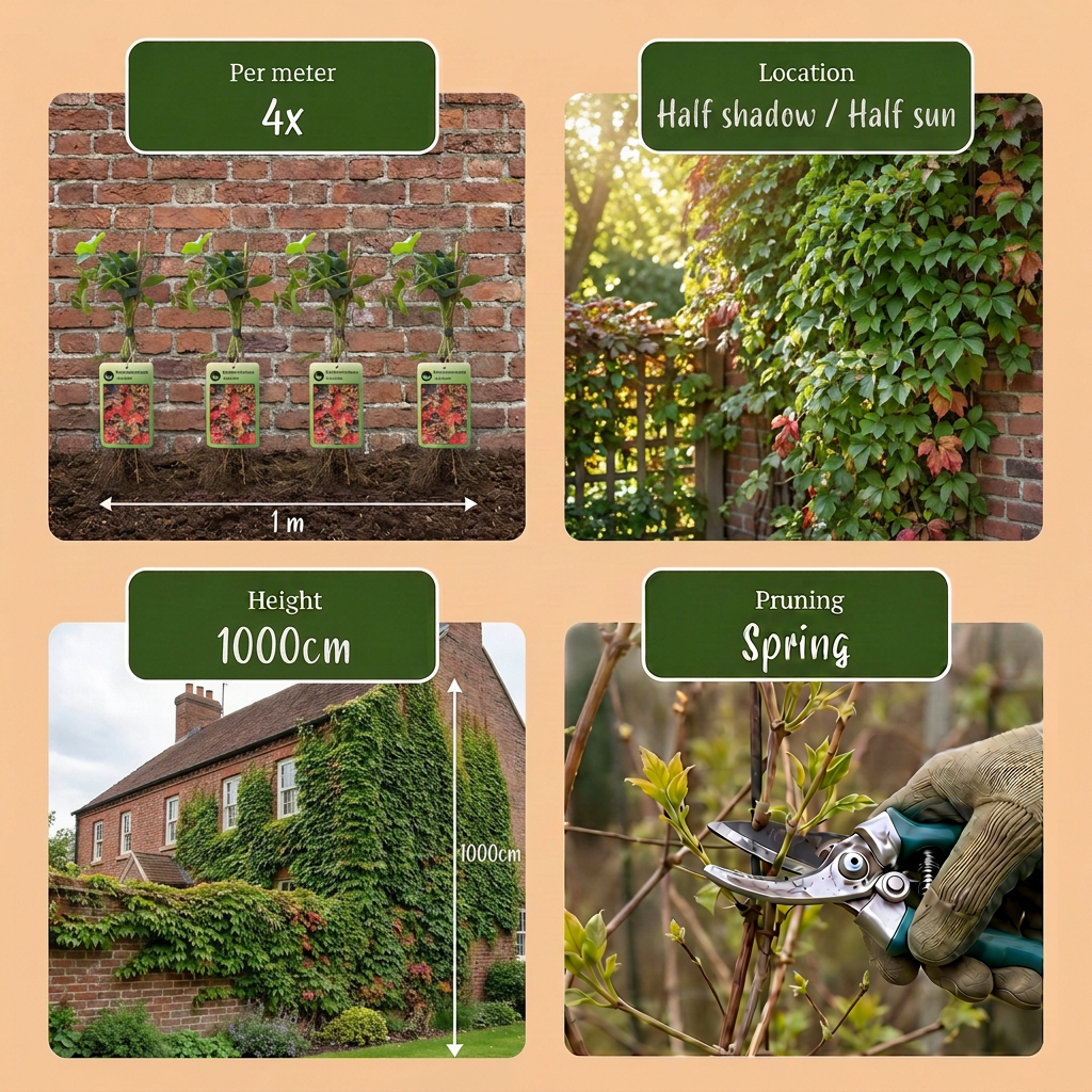 Parthenocissus tr. 'Veitchii Boskoop' - Wilde wingerd 4x - Geel - Groen - Klimplant - Ø9cm - ↕35cm