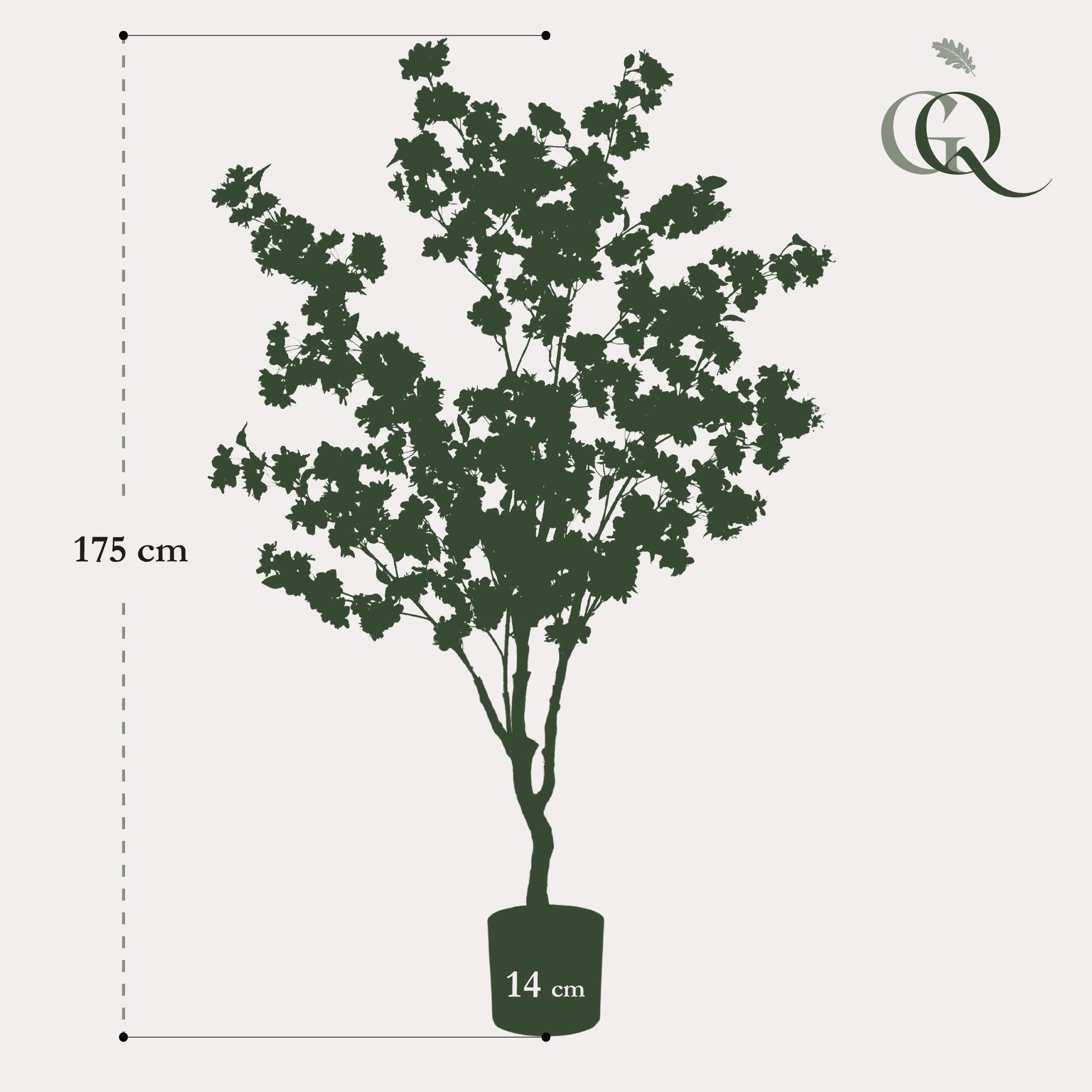 Pianta artificiale - Prunus - Fiore di ciliegio - Rosa - 135 cm