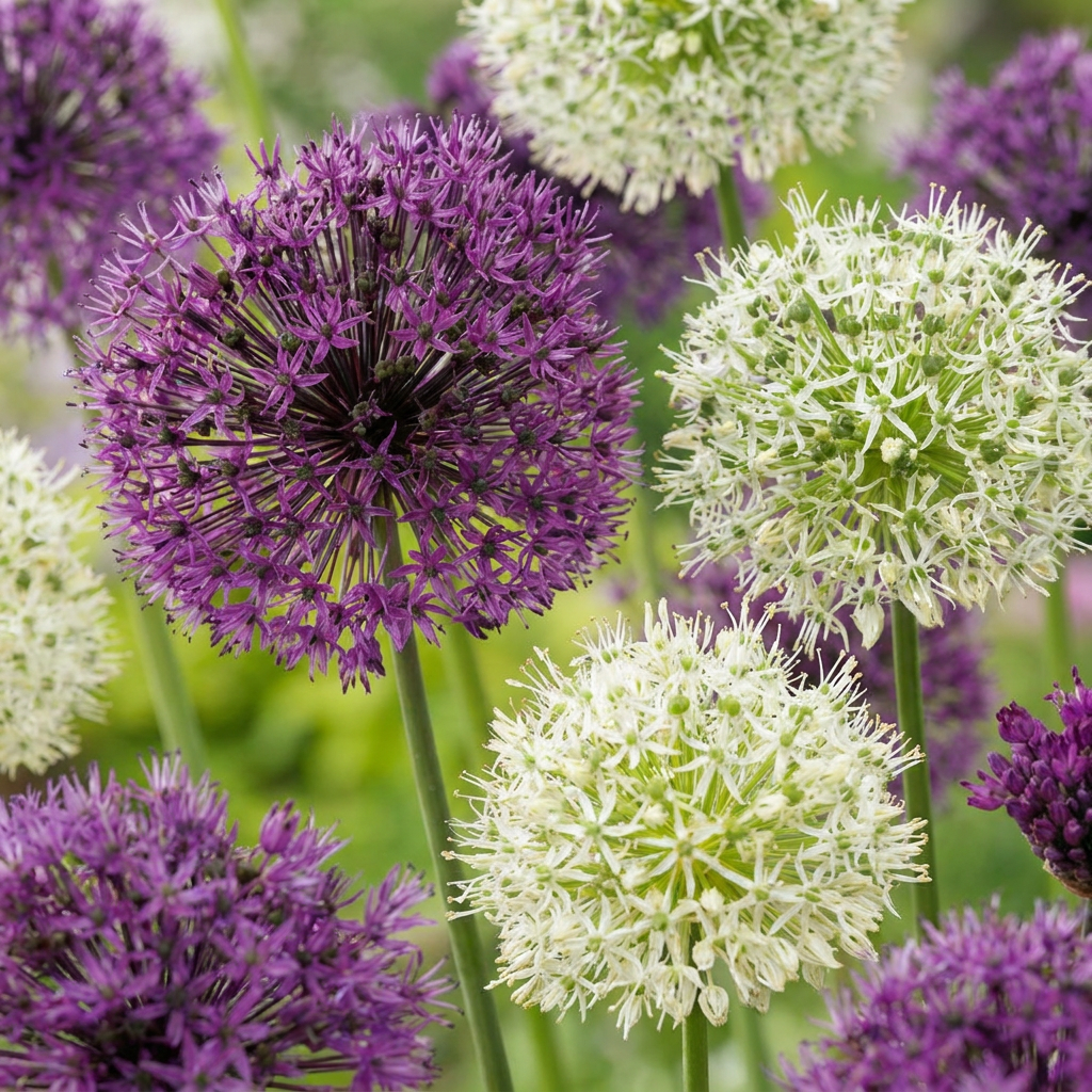 160x Allium Purple - White Mix - Flower bulbs - Ornamental onion purple-white mix - Purple and White - Summer bloomer - Bulb size 10/12