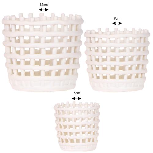 Kolibri Company | Combi deal | Mesh White sierpotten – set 6 cm + 9 cm + 12 cm