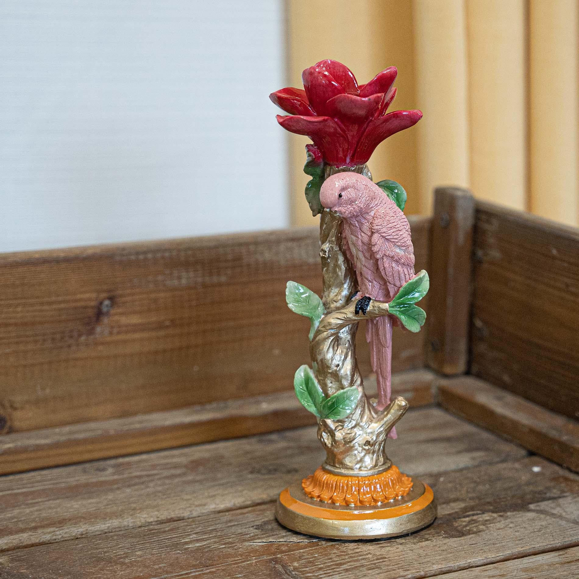 Kerzenständer – Rosa Papagei ↑ 26 cm – Heimdekoration
