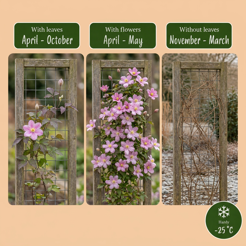Clematis mont. 'Mayleen' - Bergclematis 6x - Licht Roze - Klimplant - Ø9cm - ↕35cm
