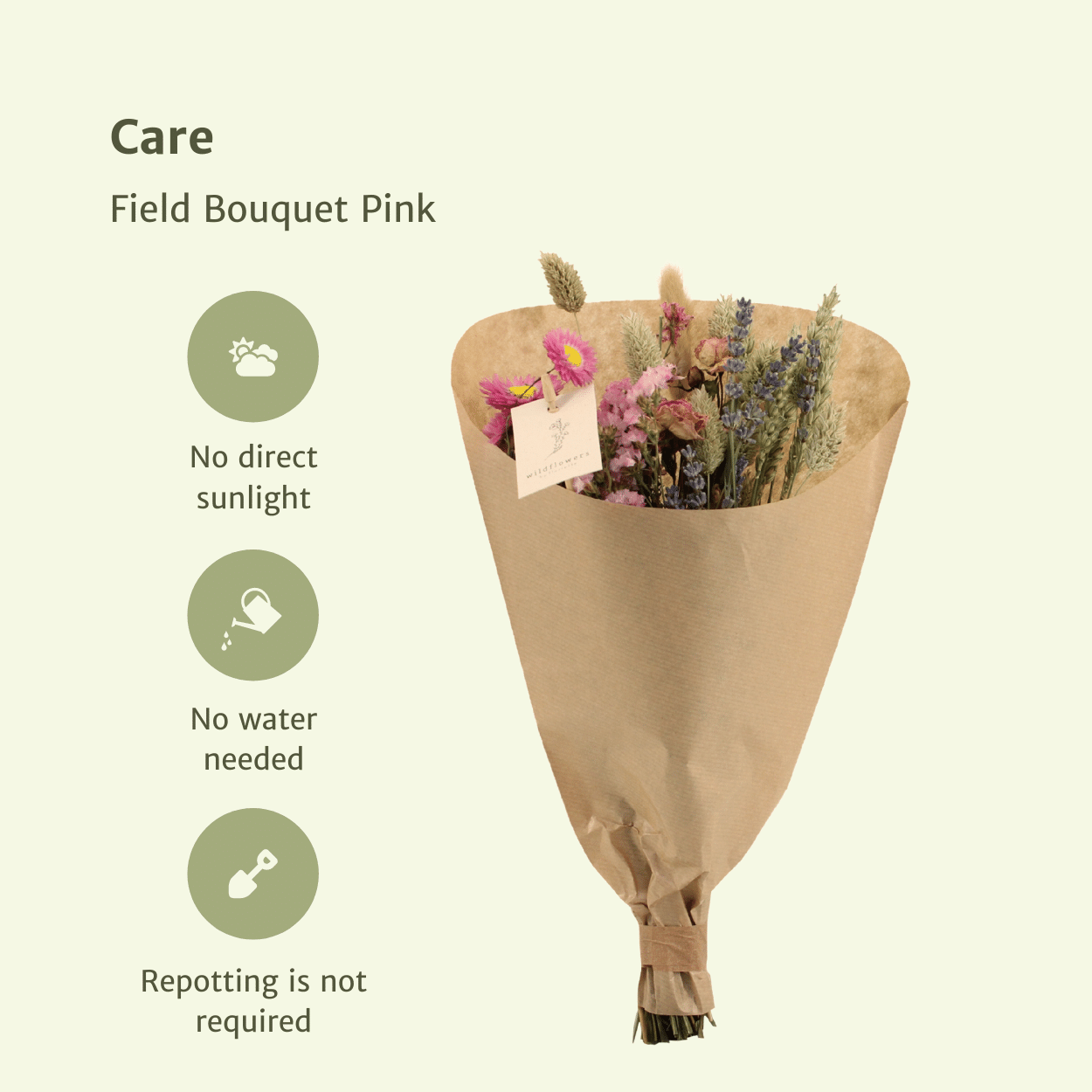 Trockenblumen-Feldstrauß Rosa - Ø 15 cm - ↕ 35 cm
