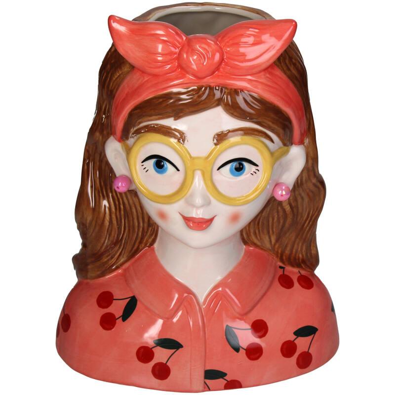 Vaso Fashion Lady 'Jessie' 27 cm - Con occhiali e fascia per capelli