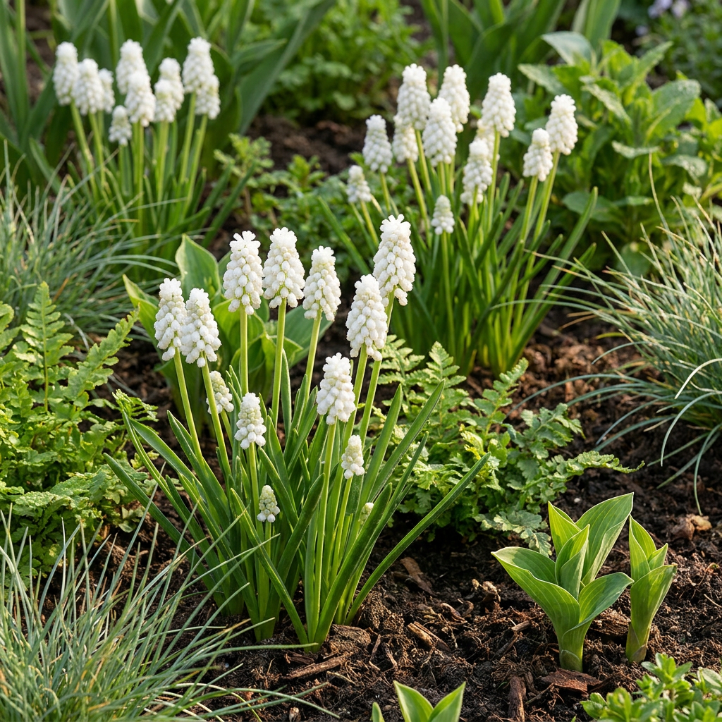 200x Muscari White Magic - Bloembollen - Witte druifhyacint - Wit - Verwilderingsbol - Bolmaat 6/7