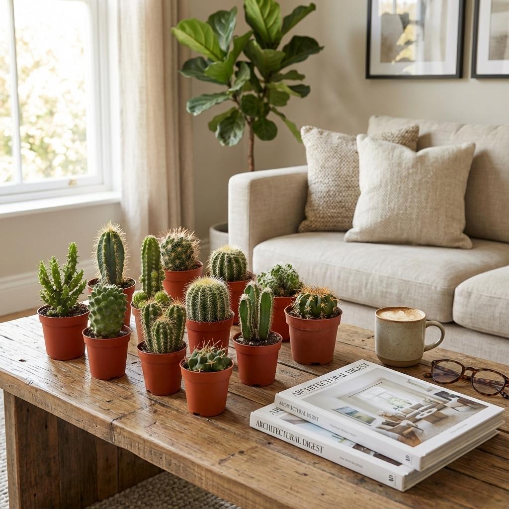 Mini Cactus Set - 12 Stuks - Ø 5.5 cm - Hoogte: 5-10 cm