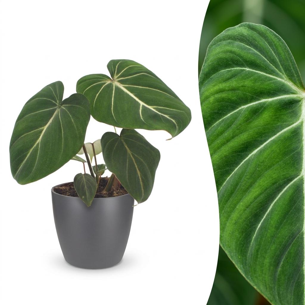 Philodendron Gloriosum - met Potter Grijs - Pot 12cm - Hoogte - 25cm
