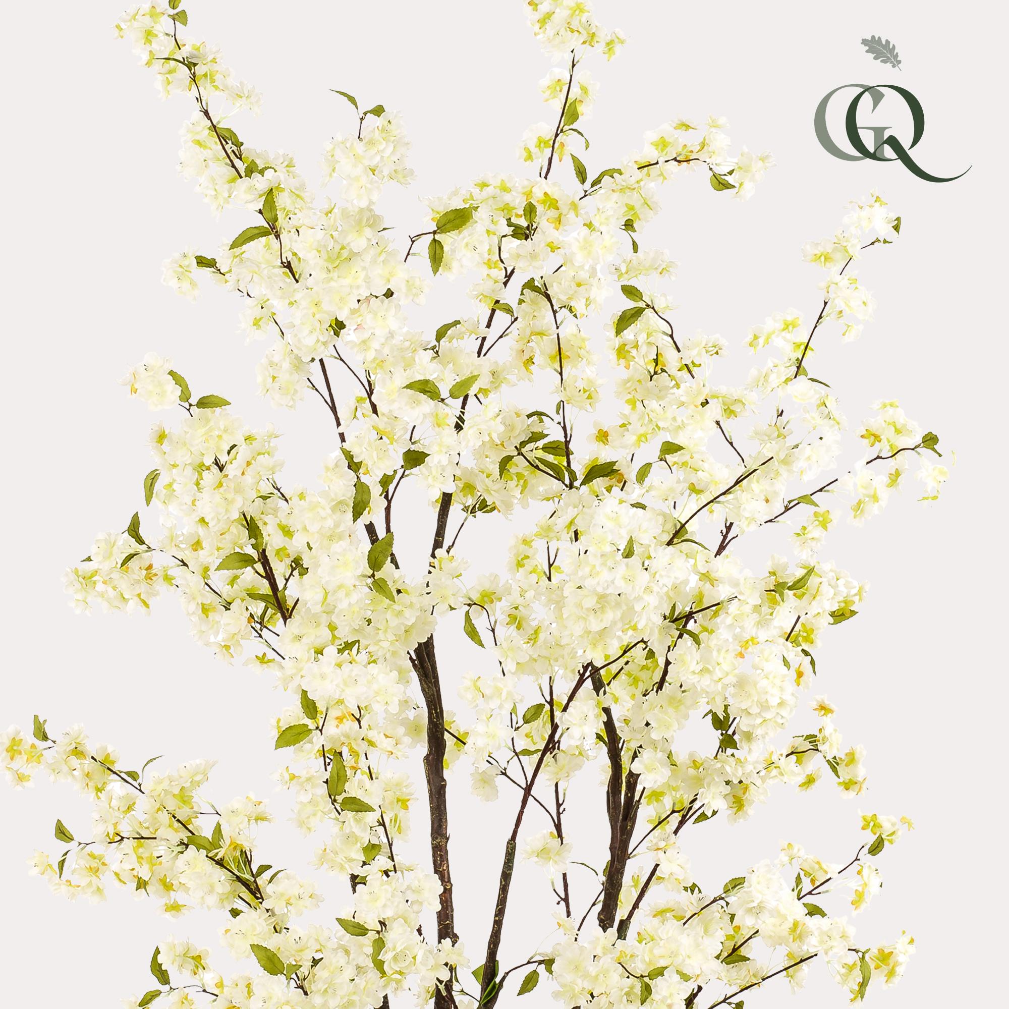 Pianta artificiale - Prunus - Fiore di ciliegio - Bianco - 210 cm