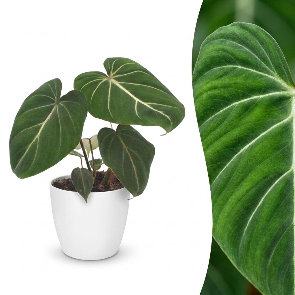 Philodendron Gloriosum - met Potter Wit - Pot 12cm - Hoogte - 25cm
