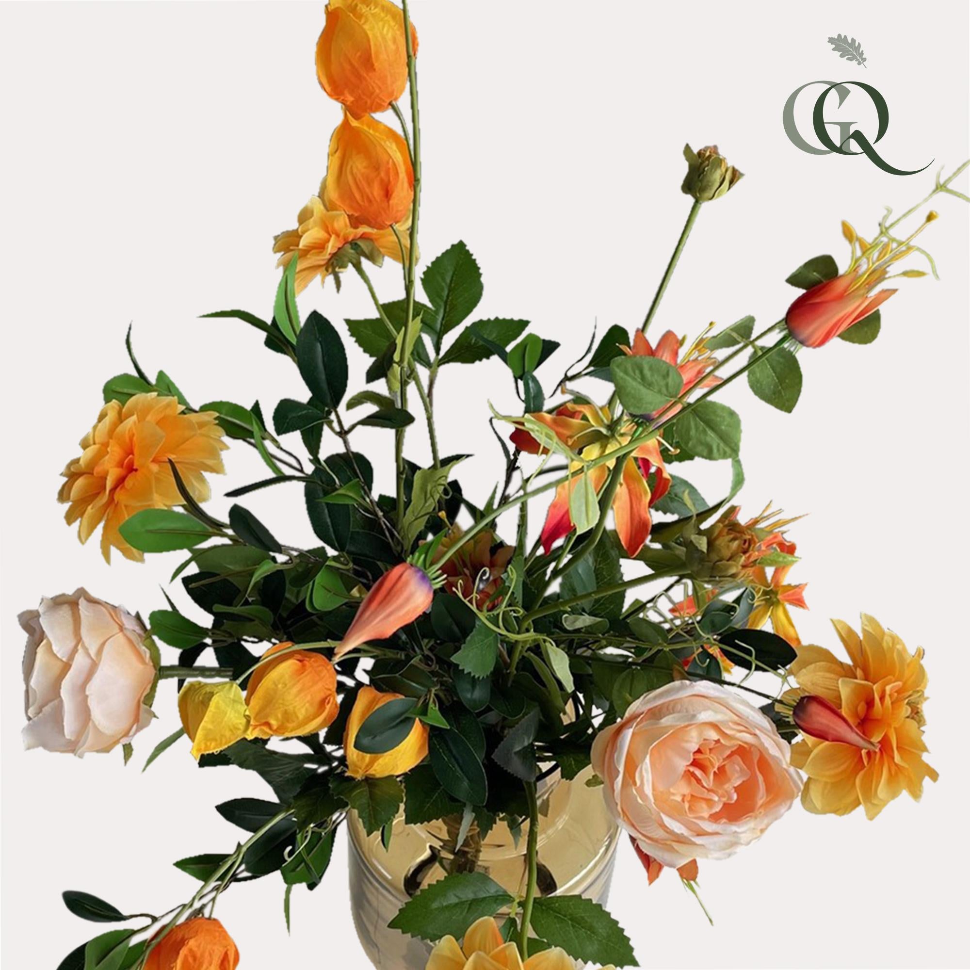 Künstliche Blumen – Strauß L – Hübsches Orange – 80 cm