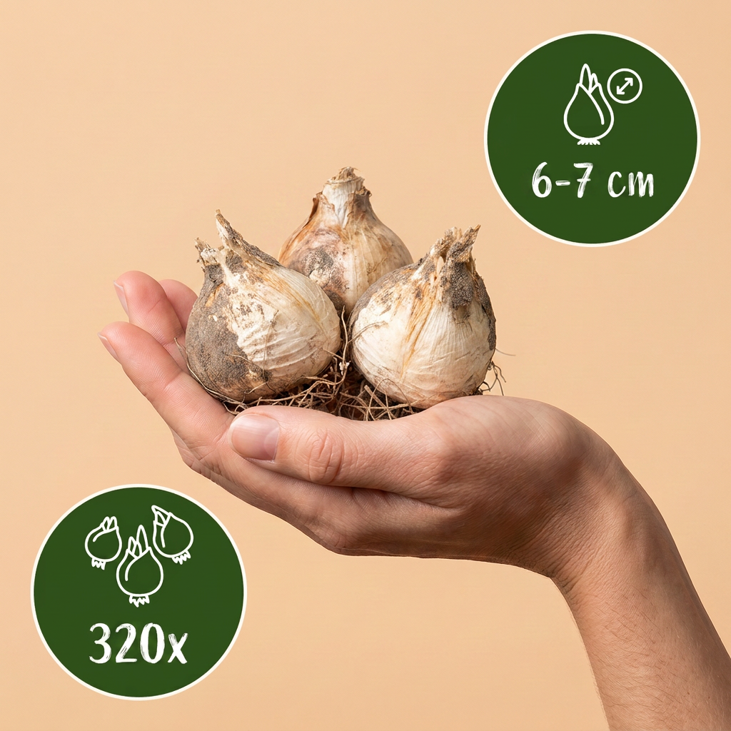 320x Allium Ping Pong - Blomlökar - Prydnadslök Ping Pong - Vit - Sommarblommande - Lökstorlek 6/7